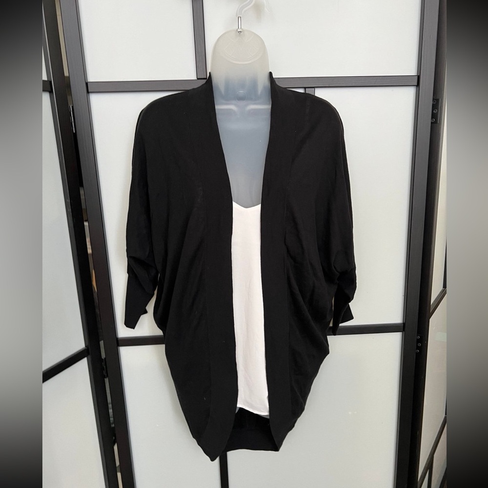 Express Lightweight XS Shrug Cardigan Black 100% Cotton Sweater Cocoon